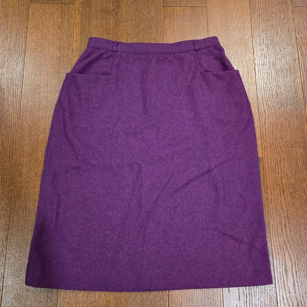 Vintage College Town Wool Blend Plum Purple A-Line Skirt Women's 13/14
